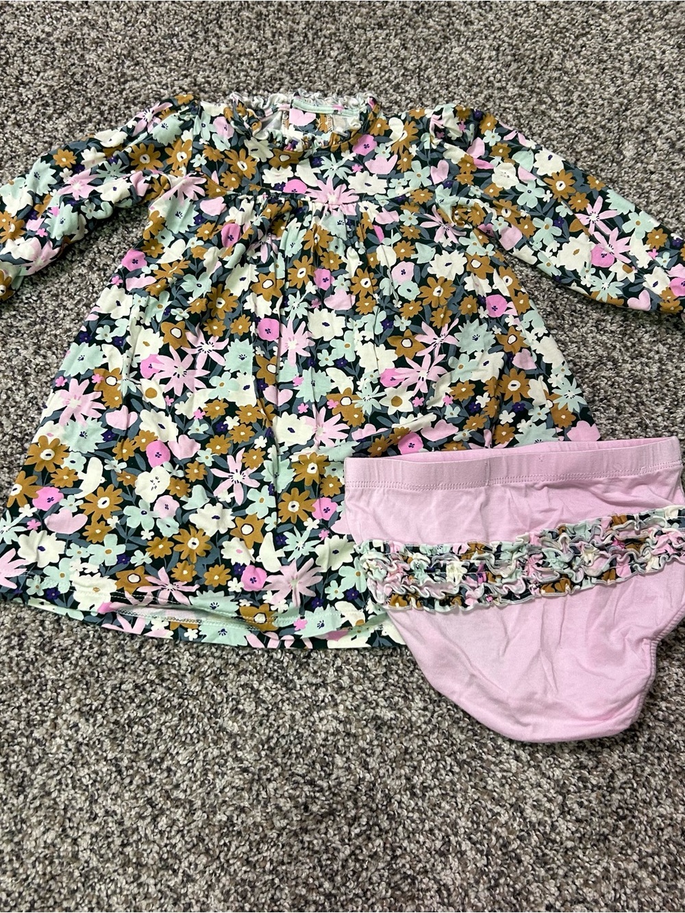 Magnetic Me Baby Girl 12-18M Dress Bloomer Set Floral Modal Soft Outfit Ruffles